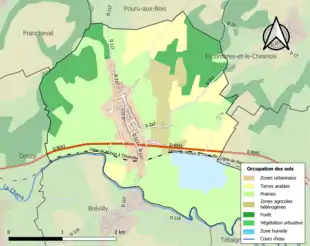 Carte en couleurs présentant l'occupation des sols.