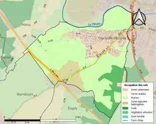 Carte en couleurs présentant l'occupation des sols.