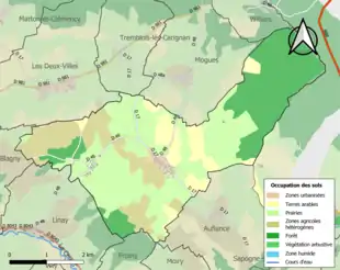 Carte en couleurs présentant l'occupation des sols.