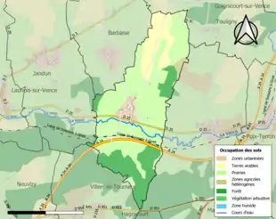 Carte en couleurs présentant l'occupation des sols.