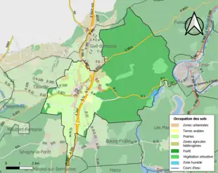 Carte en couleurs présentant l'occupation des sols.