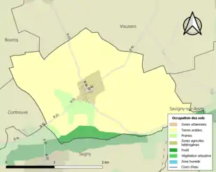 Carte en couleurs présentant l'occupation des sols.