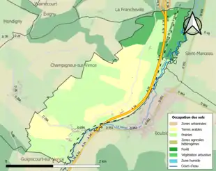 Carte en couleurs présentant l'occupation des sols.