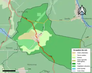 Carte en couleurs présentant l'occupation des sols.