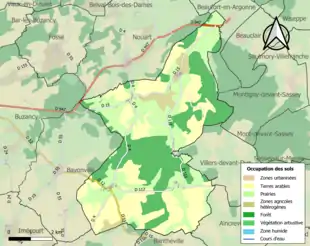 Carte en couleurs présentant l'occupation des sols.