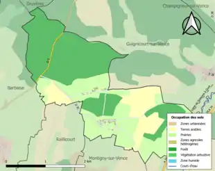 Carte en couleurs présentant l'occupation des sols.