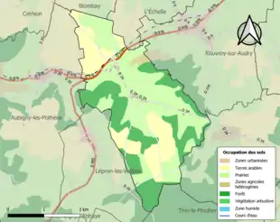 Carte en couleurs présentant l'occupation des sols.