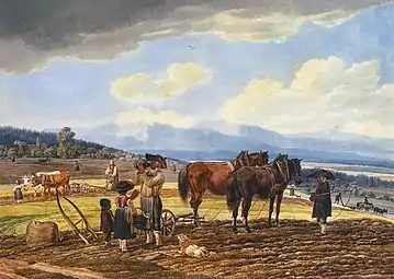 Le Repos du laboureur1800, aquarelle