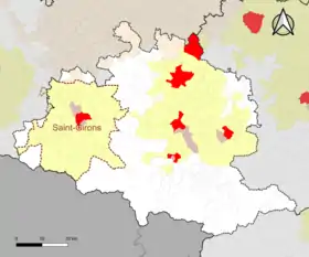 Localisation de l'aire d'attraction de Saint-Girons dans le département de l'Ariège.