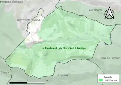 Carte de la ZNIEFF de type 1 sur la commune.