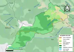 Carte en couleurs présentant l'occupation des sols.