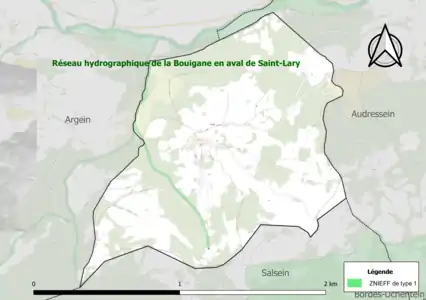 Carte de la ZNIEFF de type 1 sur la commune.