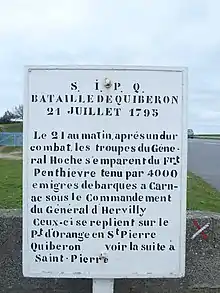 Panneau commémoratif de la bataille de Quiberon du 21 juillet 1795, placé près du Fort de Penthièvre.
