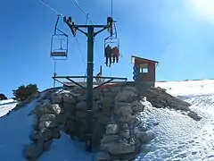 Depuis le télésiège, vue sur l'estacade d'arrivée.