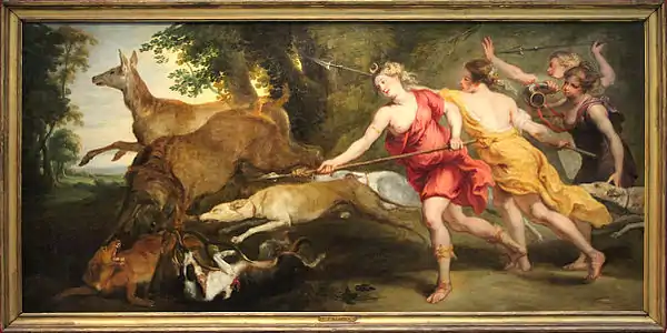 Diane chasseresse et ses nymphes par Pierre Paul RubensMadrid, collection privée.