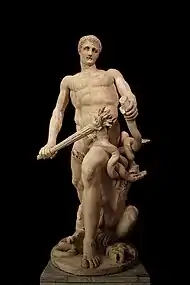 Statue d'Hercule restaurée en Hercule terrassant l'Hydre.
