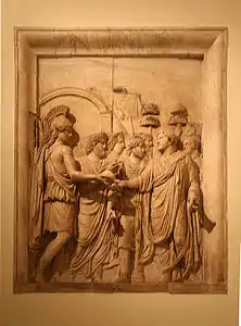 L'empereur accueilli par la déesse Roma.