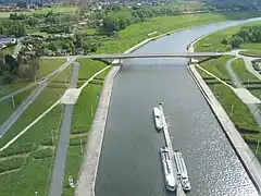 Panorama sur le canal vu depuis la tour de l'ascenseur.