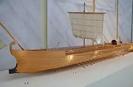 Maquette au 1/10 d'une quadrirème du milieu du Ier siècle.