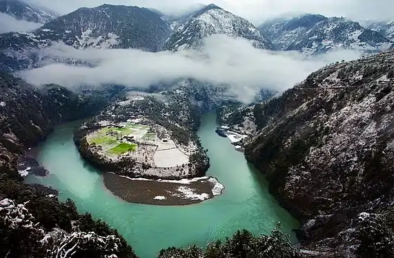 Coude de la rivière Nu (Salouen) à Gongshan dans le Yunnan