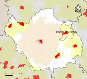 Localisation de l'aire d'attraction de Brienne-le-Château dans le département de l'Aube.