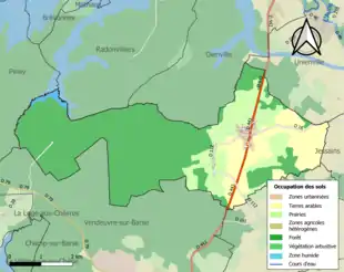 Carte en couleurs présentant l'occupation des sols.