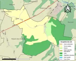 Carte en couleurs présentant l'occupation des sols.