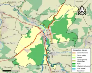 Carte en couleurs présentant l'occupation des sols.