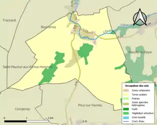 Carte en couleurs présentant l'occupation des sols.