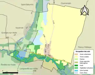 Carte en couleurs présentant l'occupation des sols.