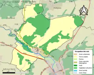 Carte en couleurs présentant l'occupation des sols.