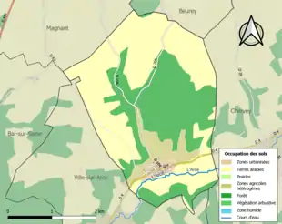 Carte en couleurs présentant l'occupation des sols.