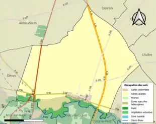 Carte en couleurs présentant l'occupation des sols.