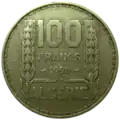 Revers de la pièce de 100 francs Algérie, 1950