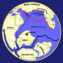 Mouvements continentaux dans le cadre de la tectonique des plaques.