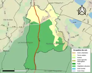 Carte en couleurs présentant l'occupation des sols.