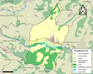 Carte en couleurs présentant l'occupation des sols.