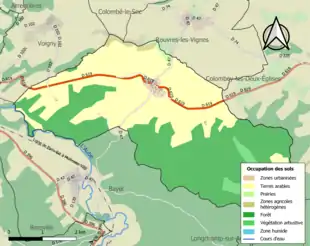 Carte en couleurs présentant l'occupation des sols.