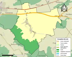 Carte en couleurs présentant l'occupation des sols.