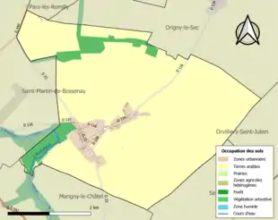 Carte en couleurs présentant l'occupation des sols.