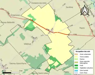 Carte en couleurs présentant l'occupation des sols.