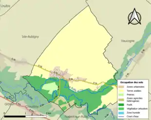 Carte en couleurs présentant l'occupation des sols.