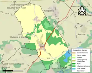 Carte en couleurs présentant l'occupation des sols.