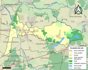 Carte en couleurs présentant l'occupation des sols.