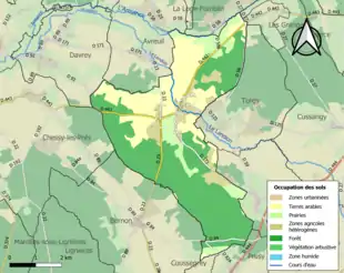 Carte en couleurs présentant l'occupation des sols.