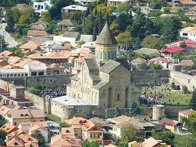 La cathédrale de Svétitskhovéli vue du monastère de Djvari.