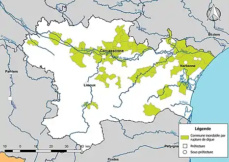 Communes inondables par rupture de digue (64).