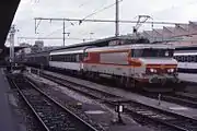 Train EuroCity à destination de la France, en 1987.