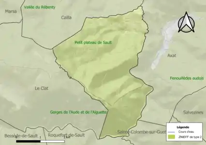 Carte des ZNIEFF de type 2 sur la commune.