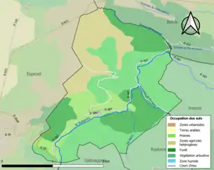 Carte en couleurs présentant l'occupation des sols.